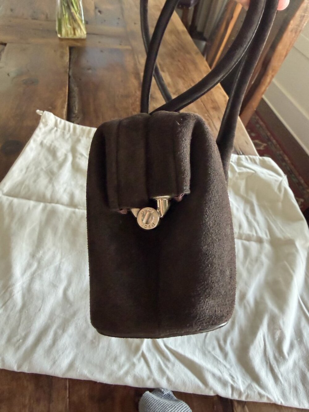 OSOI Boat Wide Suede Mocha Brown Shoulder Bag - Picture 9 of 9
